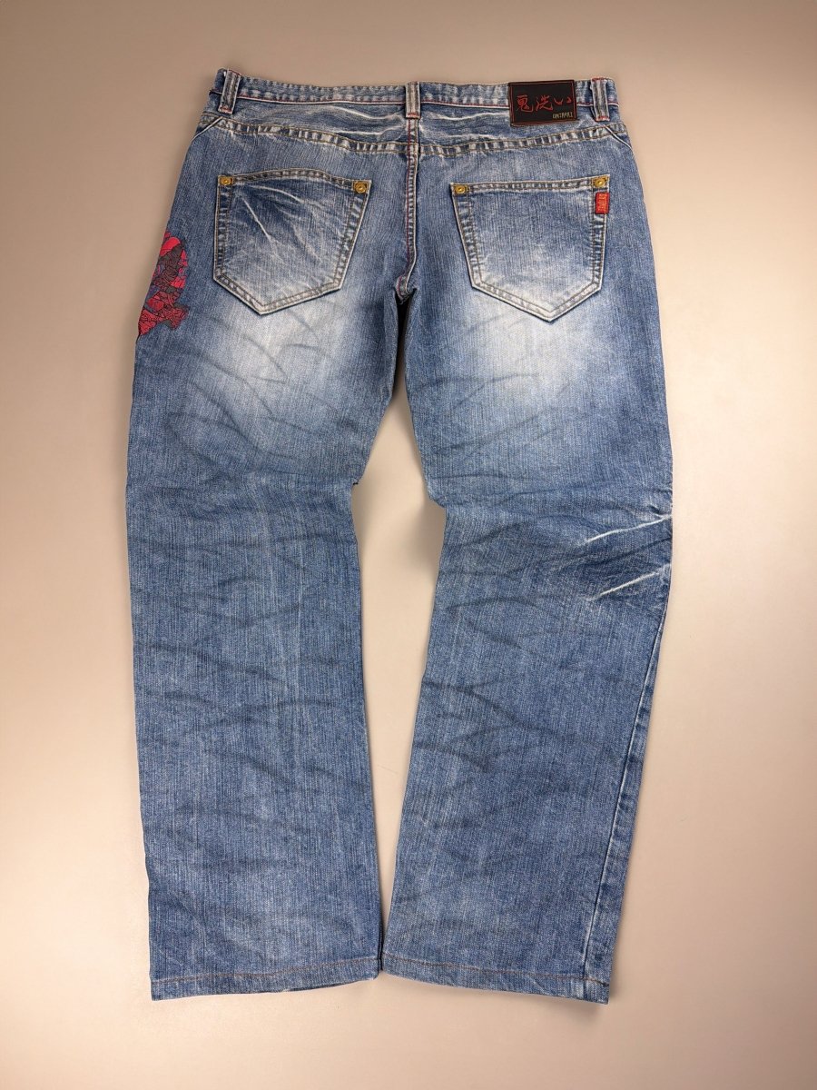 Oniarai Archive "Demon Oni" Heavy Embroidered Denim - Washed Blue - Past Pieces