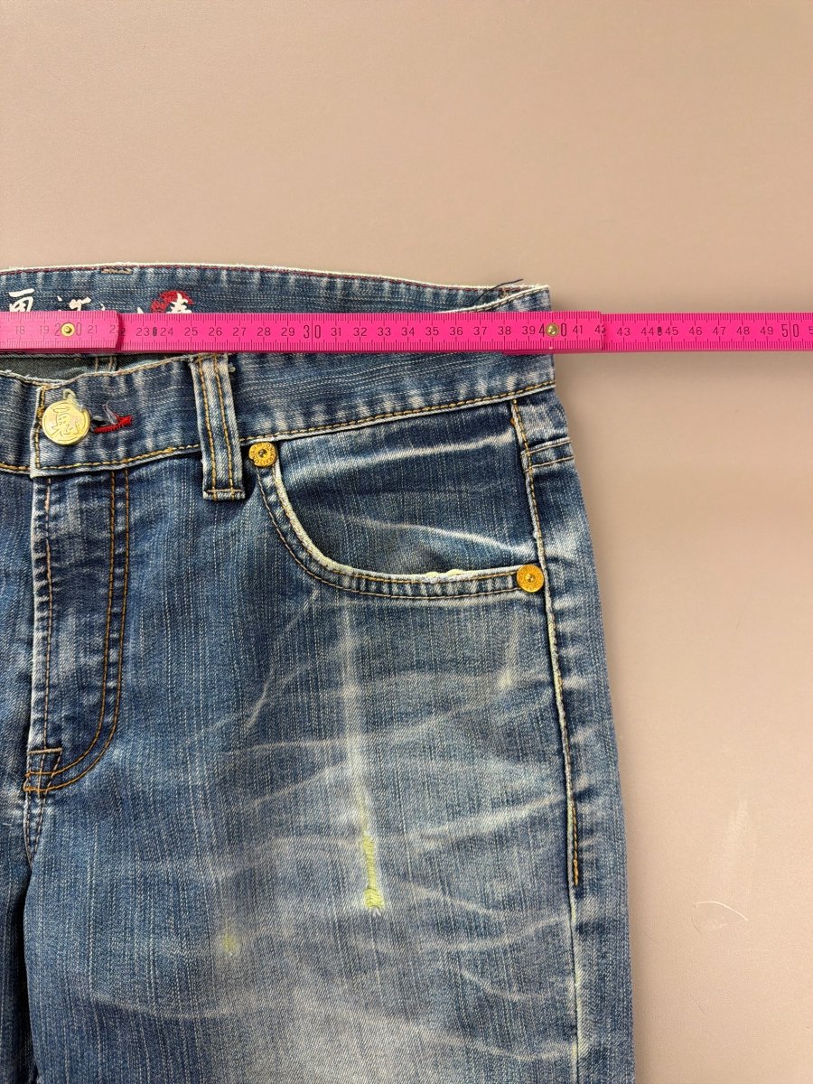 Oniarai Archive "Golden Dragon" Embroidered Jeans - Cyber Indigo Wash - Past Pieces