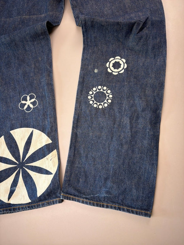 Oniarai Archive "Japanese Rabbit Graphics" Raw Denim Jeans - Indigo