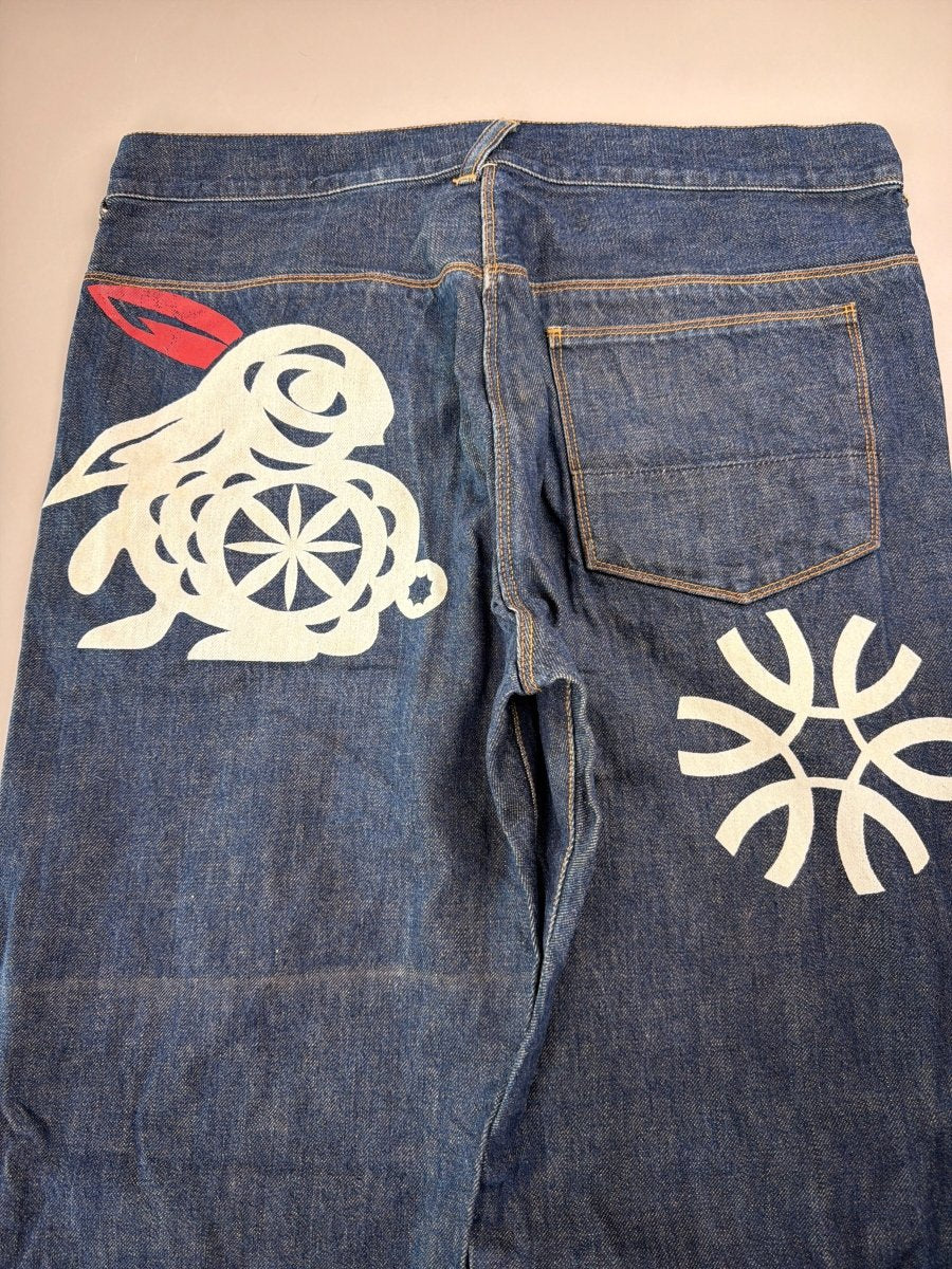 Oniarai Archive "Japanese Rabbit Graphics" Raw Denim Jeans - Indigo - Past Pieces