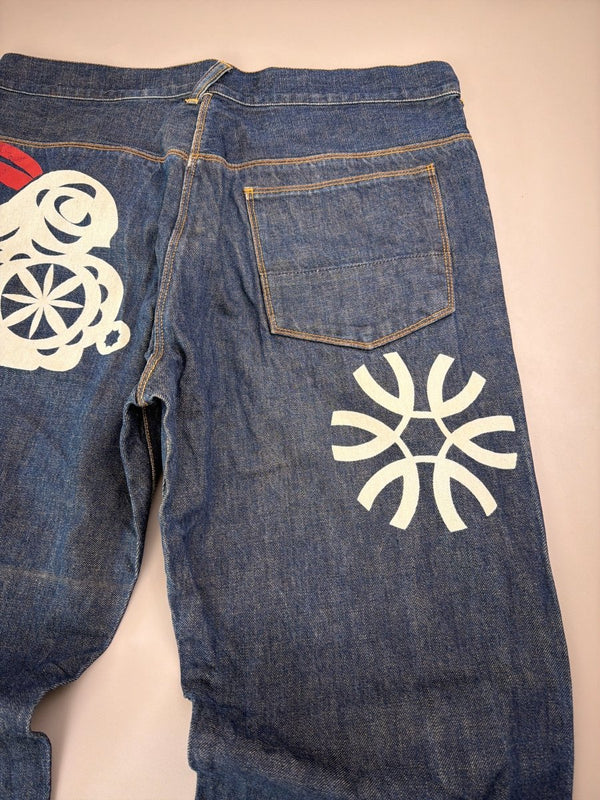 Oniarai Archive "Japanese Rabbit Graphics" Raw Denim Jeans - Indigo