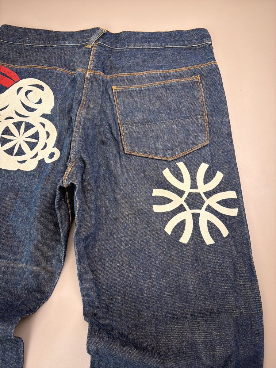 Oniarai Archive "Japanese Rabbit Graphics" Raw Denim Jeans - Indigo - Past Pieces
