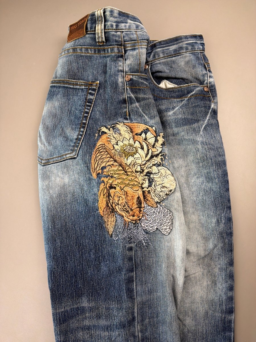 Oniarai Archive "Koi Skull" Tattoo Print Denim – Japanese Cyber - Past Pieces