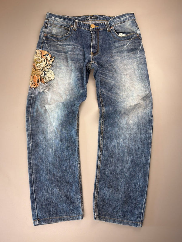 Oniarai Archive "Koi Skull" Tattoo Print Denim – Japanese Cyber