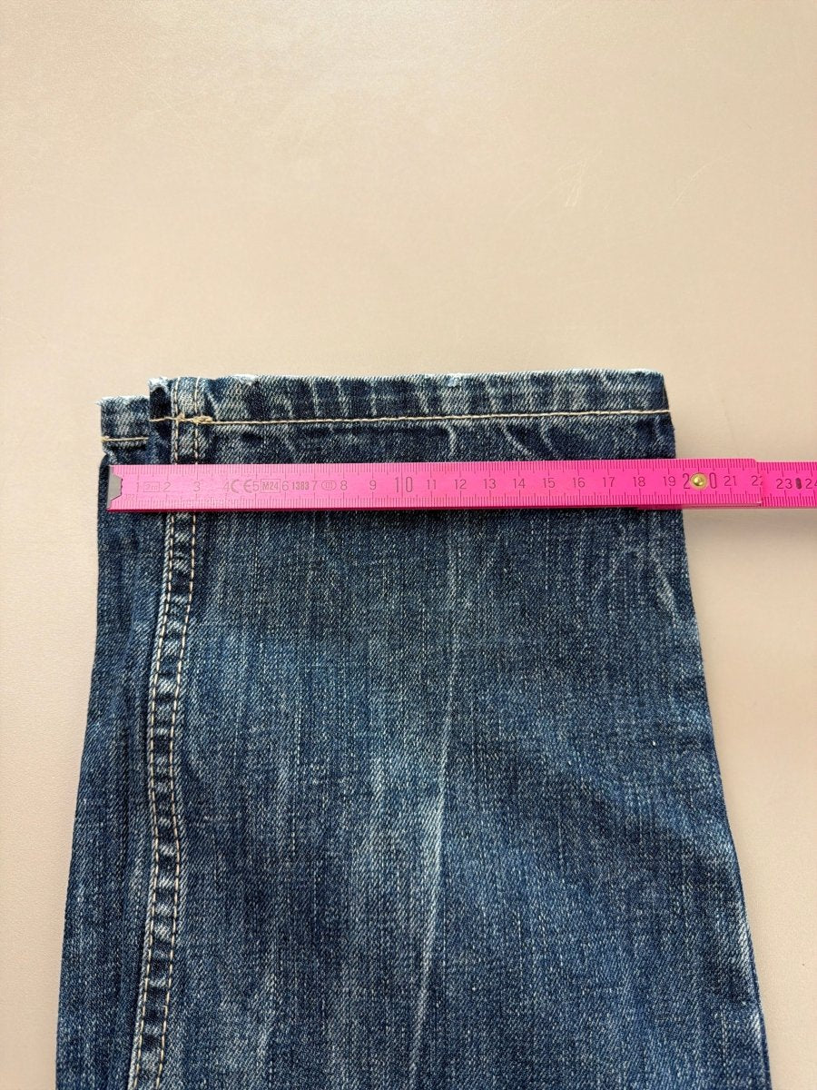 Oniarai "Oni Spirit" Heavy Embroidery Japan Denim – Mid Blue Baggy Y2K Cyber Streetwear - Past Pieces