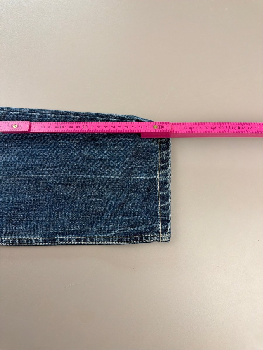 Oniarai "Oni Spirit" Heavy Embroidery Japan Denim – Mid Blue Baggy Y2K Cyber Streetwear - Past Pieces