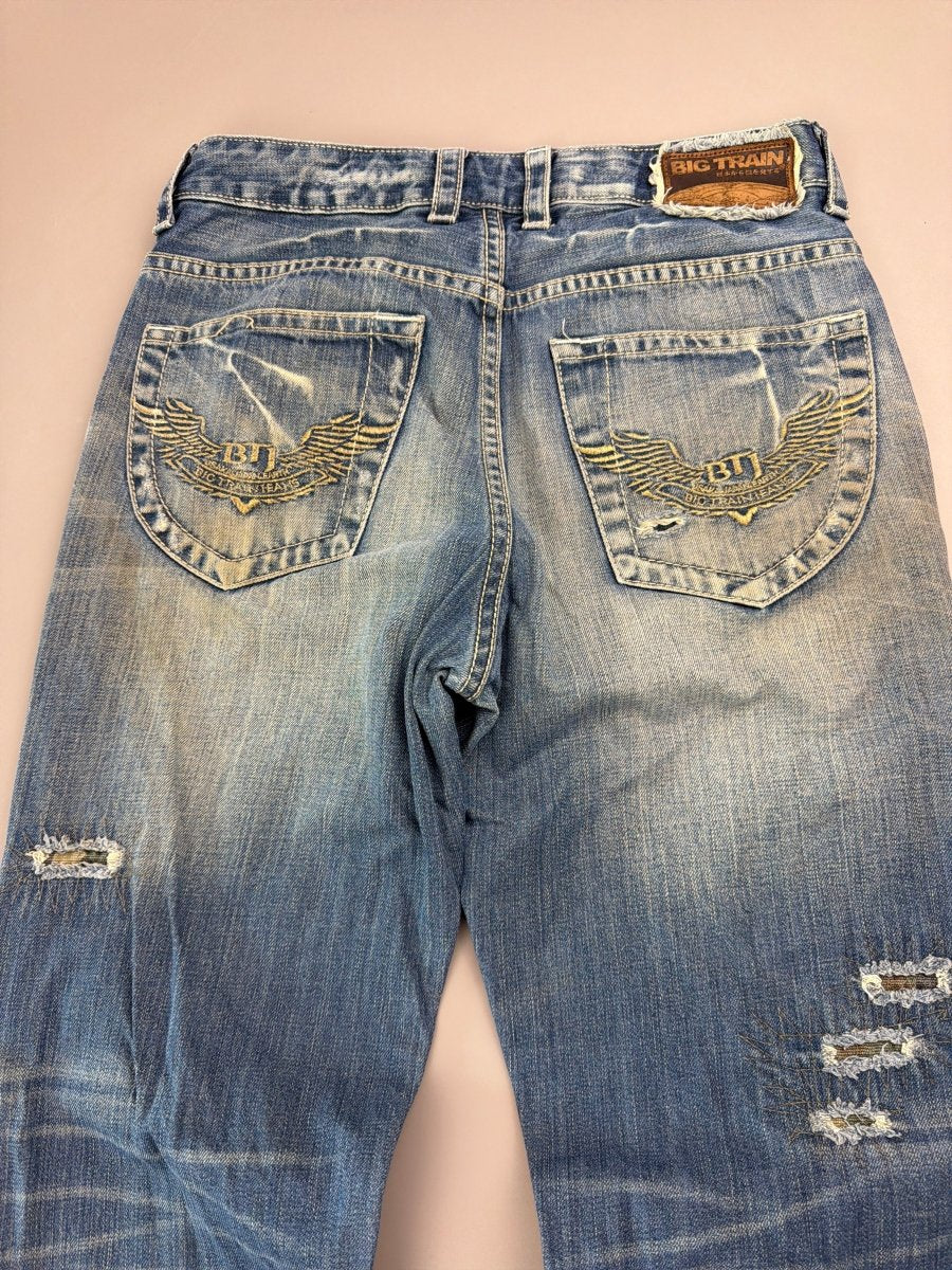 Osaka Big Train Archive "Great Wave" Distressed Denim - Camo Patchwork Blue - Past Pieces