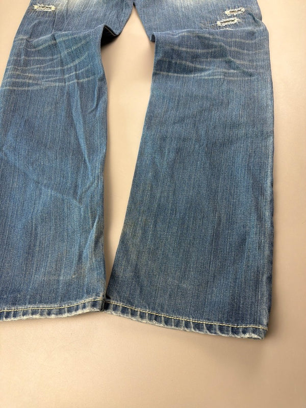 Osaka Big Train Archive "Great Wave" Distressed Denim - Camo Patchwork Blue