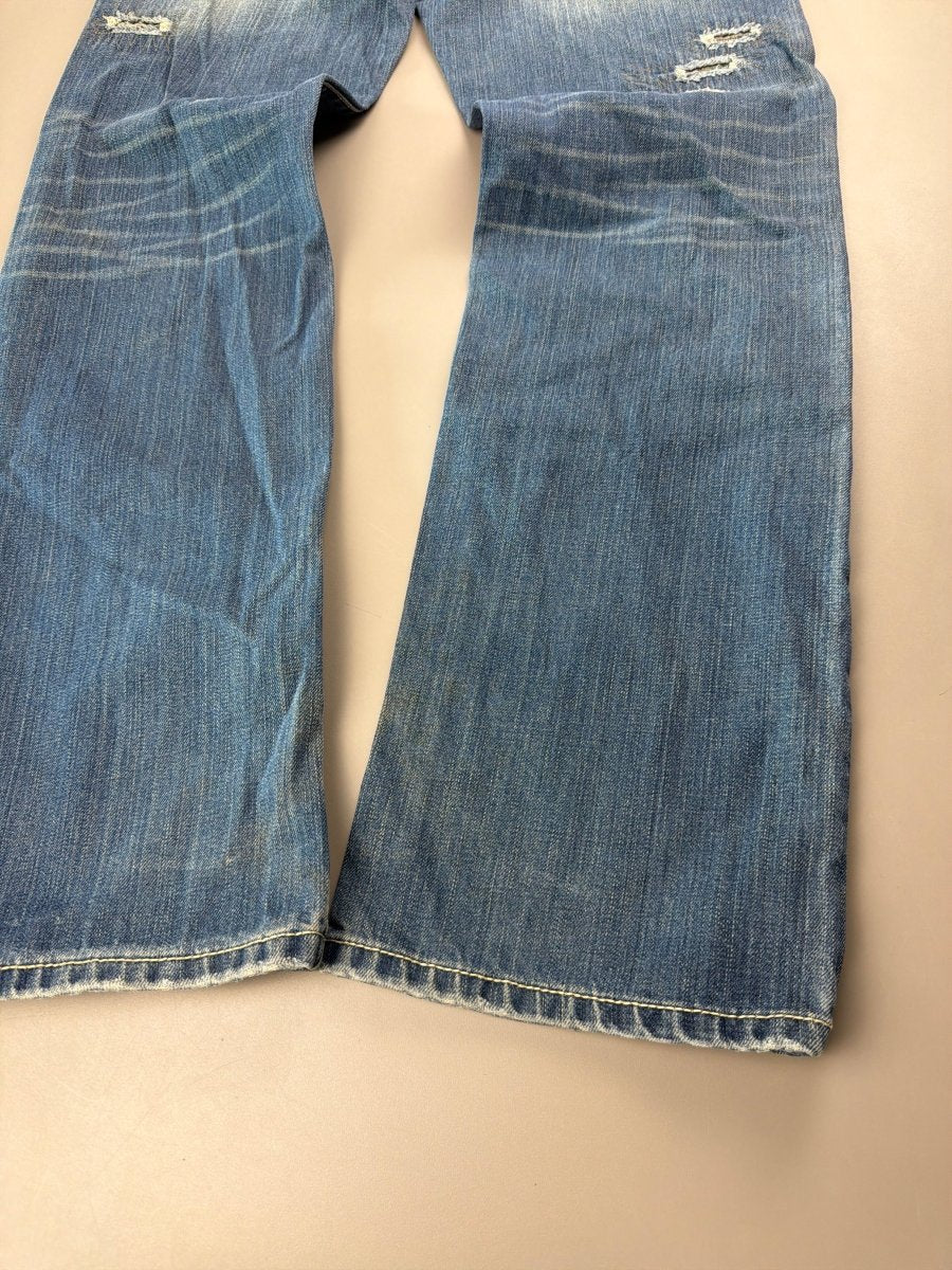 Osaka Big Train Archive "Great Wave" Distressed Denim - Camo Patchwork Blue - Past Pieces