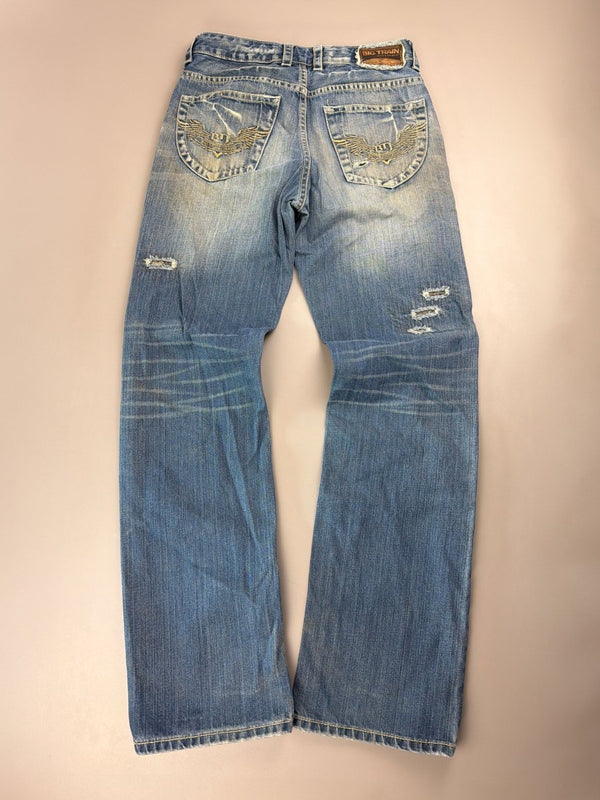 Osaka Big Train Archive "Great Wave" Distressed Denim - Camo Patchwork Blue