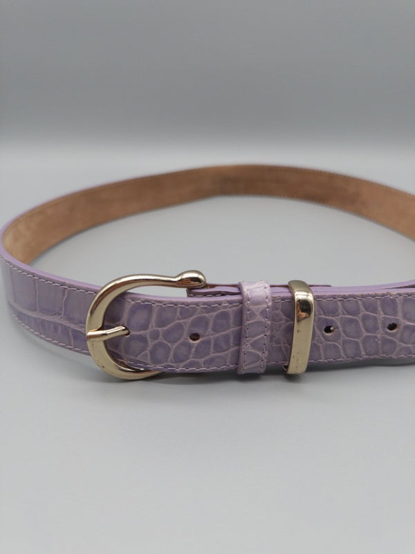 & Other Stories Italian Croco Embossed Slim Belt - Lilac Coquette