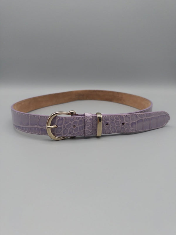 & Other Stories Italian Croco Embossed Slim Belt - Lilac Coquette