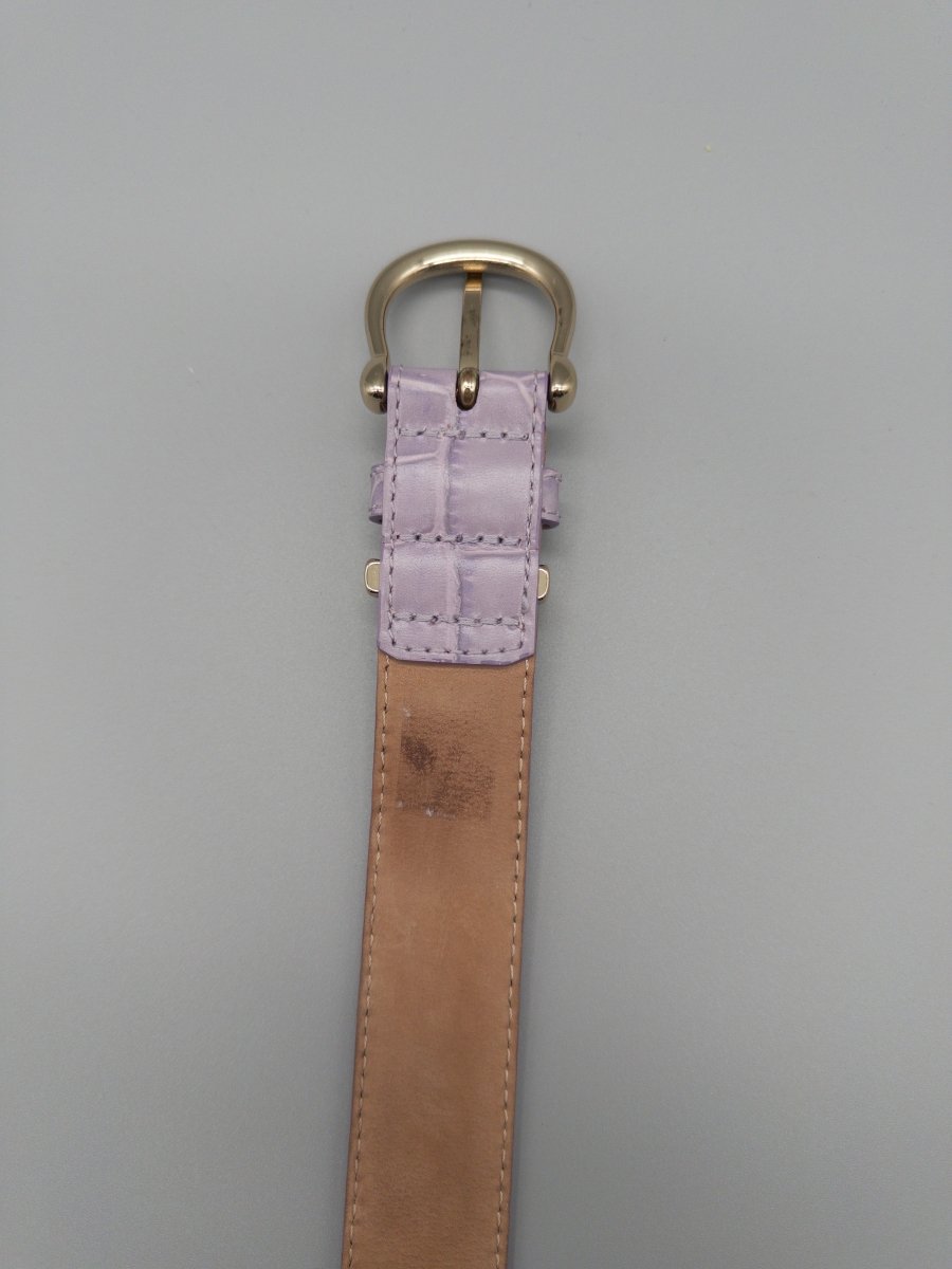 & Other Stories Italian Croco Embossed Slim Belt - Lilac Coquette - Past Pieces