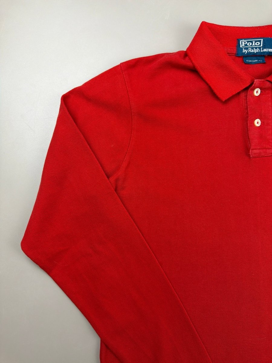 Polo Ralph Lauren Archive "Essential" Longsleeve Polo - Racing Red & Cyan Pop - Past Pieces