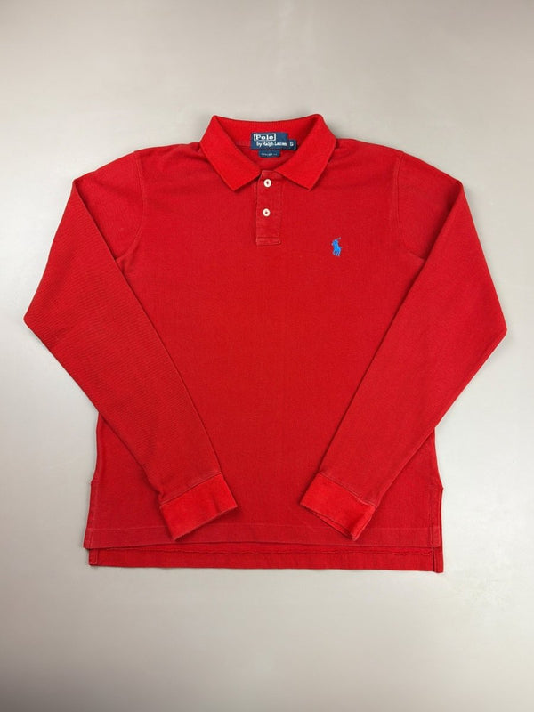 Polo Ralph Lauren Archive "Essential" Longsleeve Polo - Racing Red & Cyan Pop