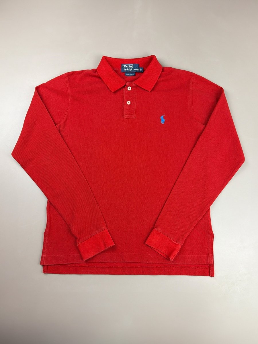 Polo Ralph Lauren Archive "Essential" Longsleeve Polo - Racing Red & Cyan Pop - Past Pieces