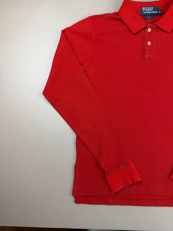 Polo Ralph Lauren Archive "Essential" Longsleeve Polo - Racing Red & Cyan Pop
