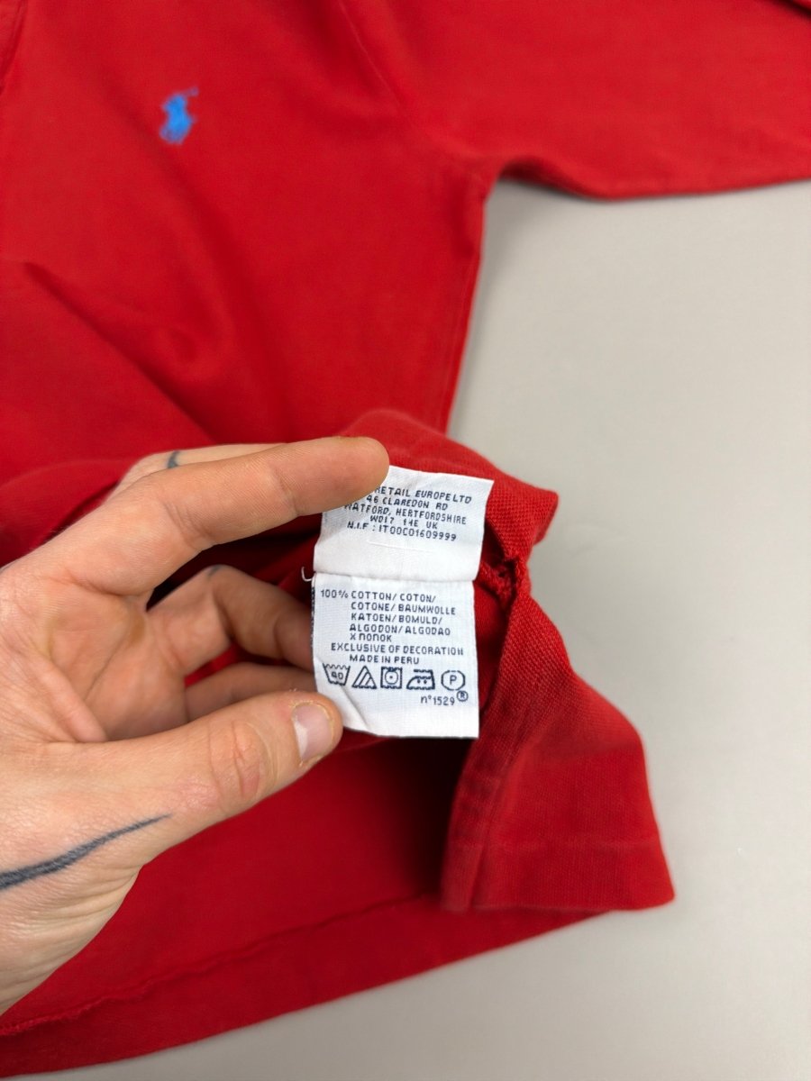 Polo Ralph Lauren Archive "Essential" Longsleeve Polo - Racing Red & Cyan Pop - Past Pieces