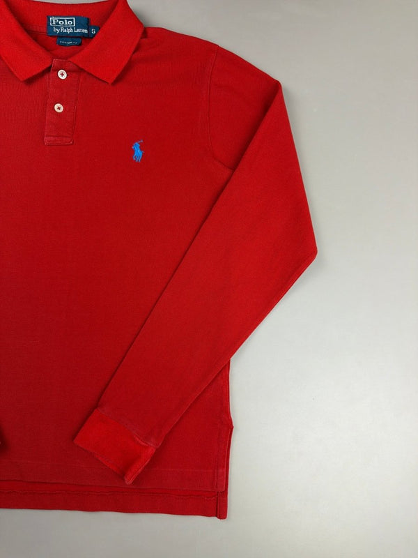 Polo Ralph Lauren Archive "Essential" Longsleeve Polo - Racing Red & Cyan Pop