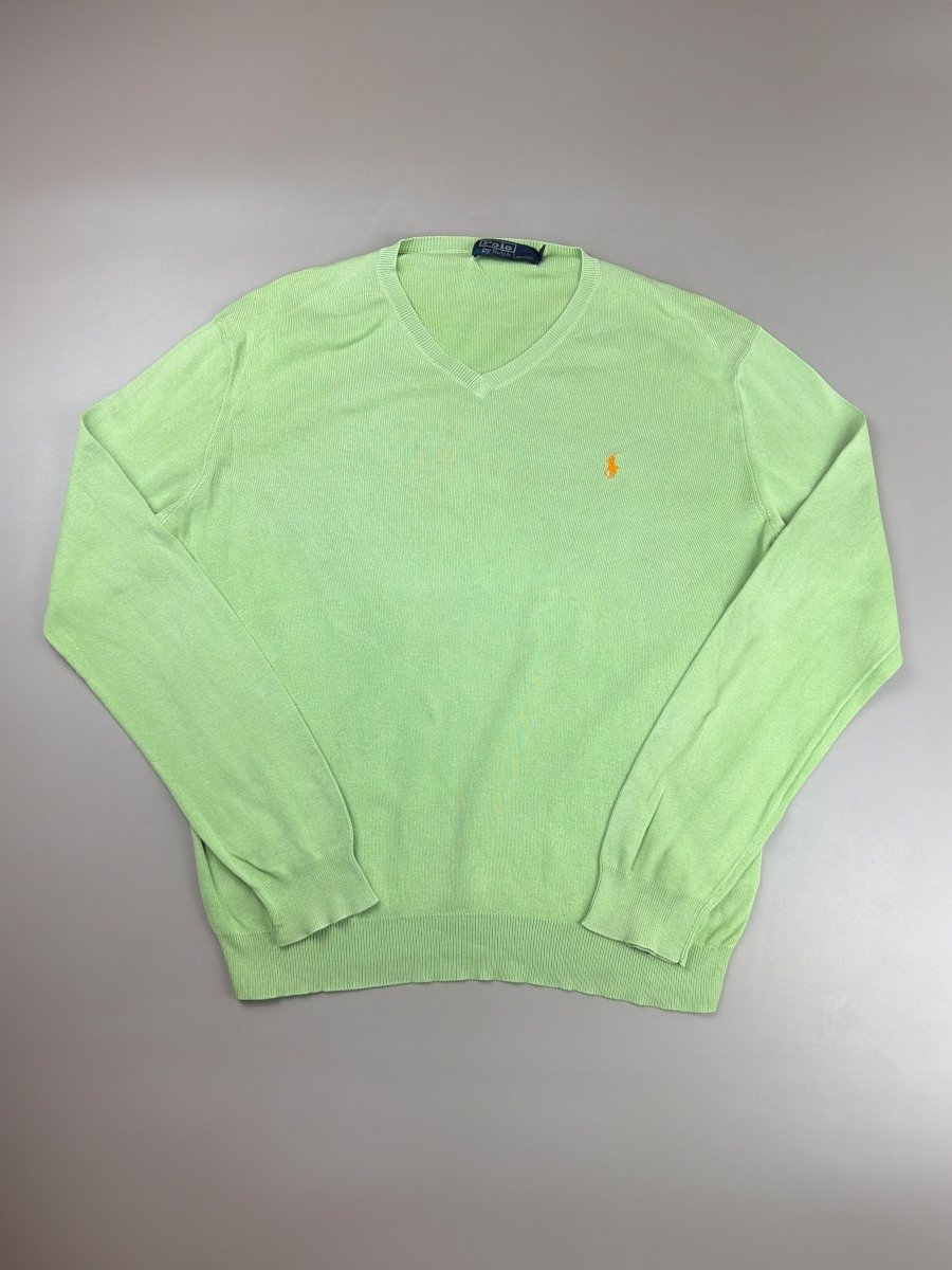 Polo Ralph Lauren "Neon Lime" V - Neck Sweater - Pastel Pop - Past Pieces