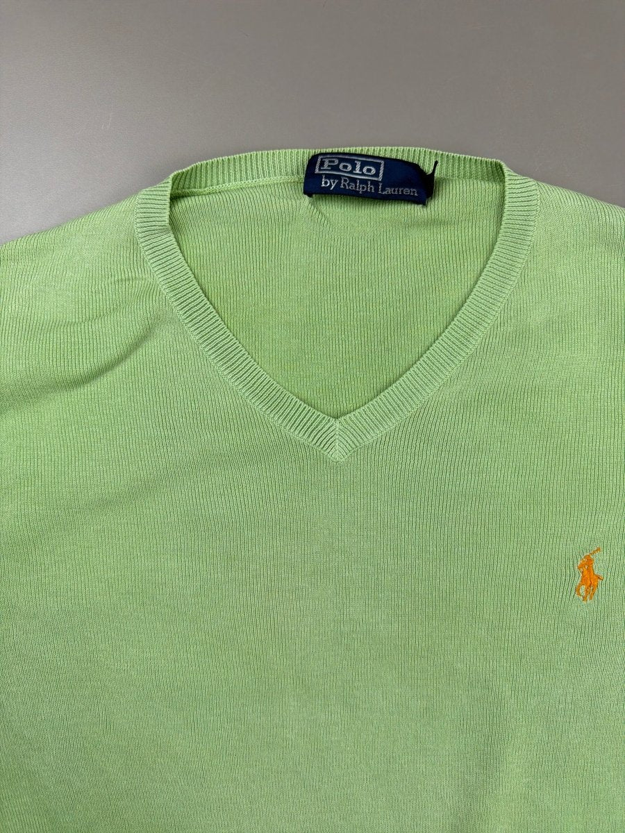 Polo Ralph Lauren "Neon Lime" V - Neck Sweater - Pastel Pop - Past Pieces