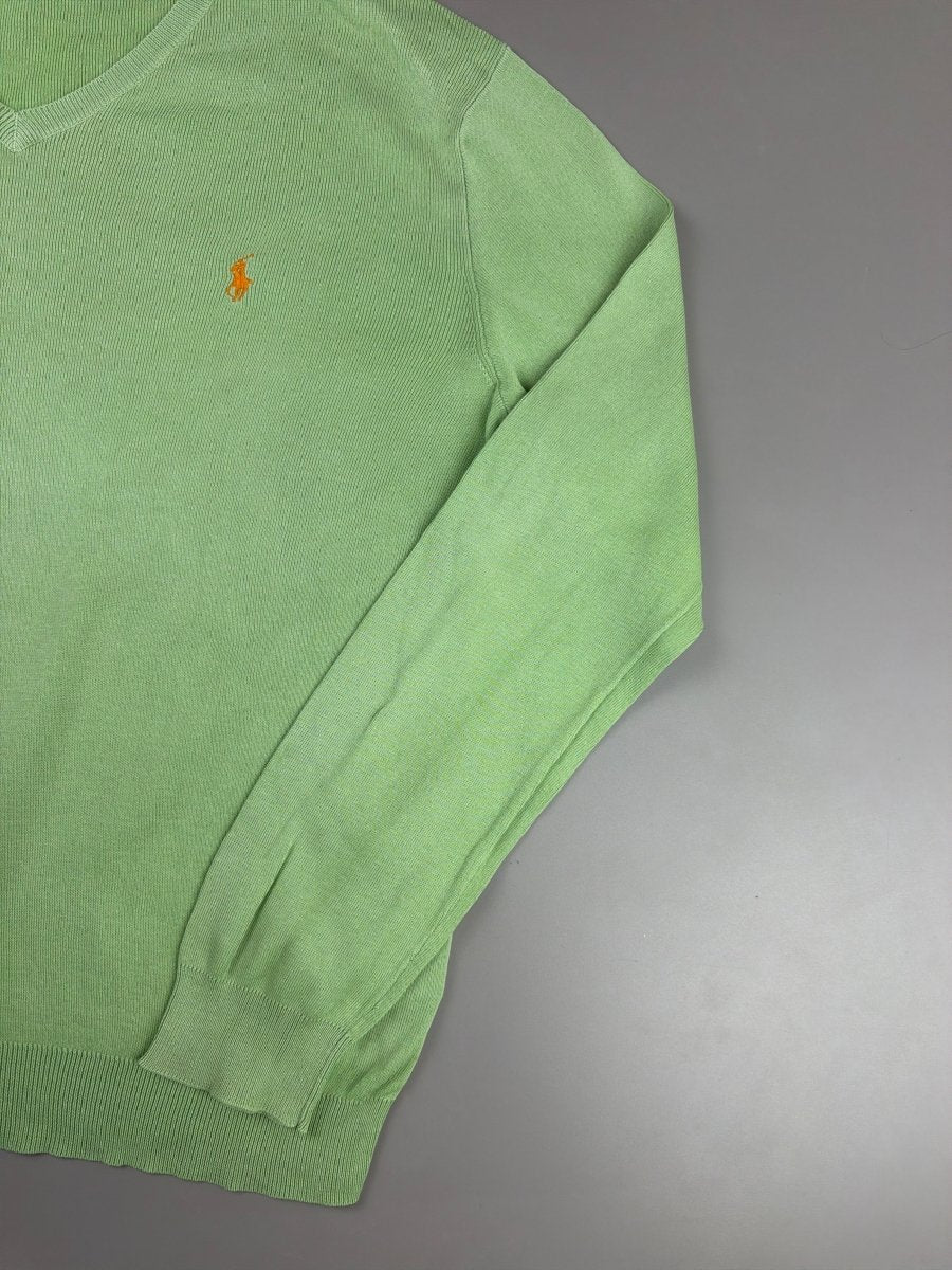 Polo Ralph Lauren "Neon Lime" V - Neck Sweater - Pastel Pop - Past Pieces