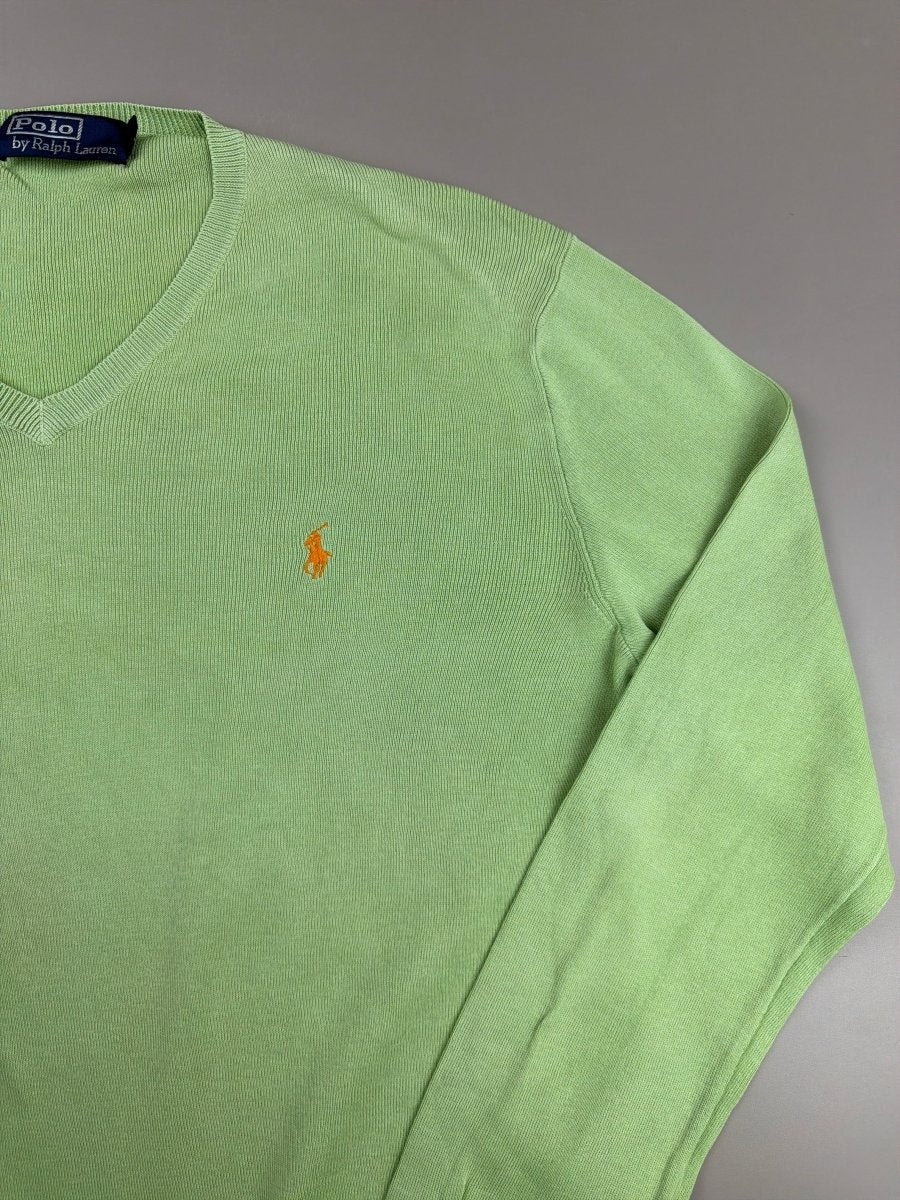 Polo Ralph Lauren "Neon Lime" V - Neck Sweater - Pastel Pop - Past Pieces