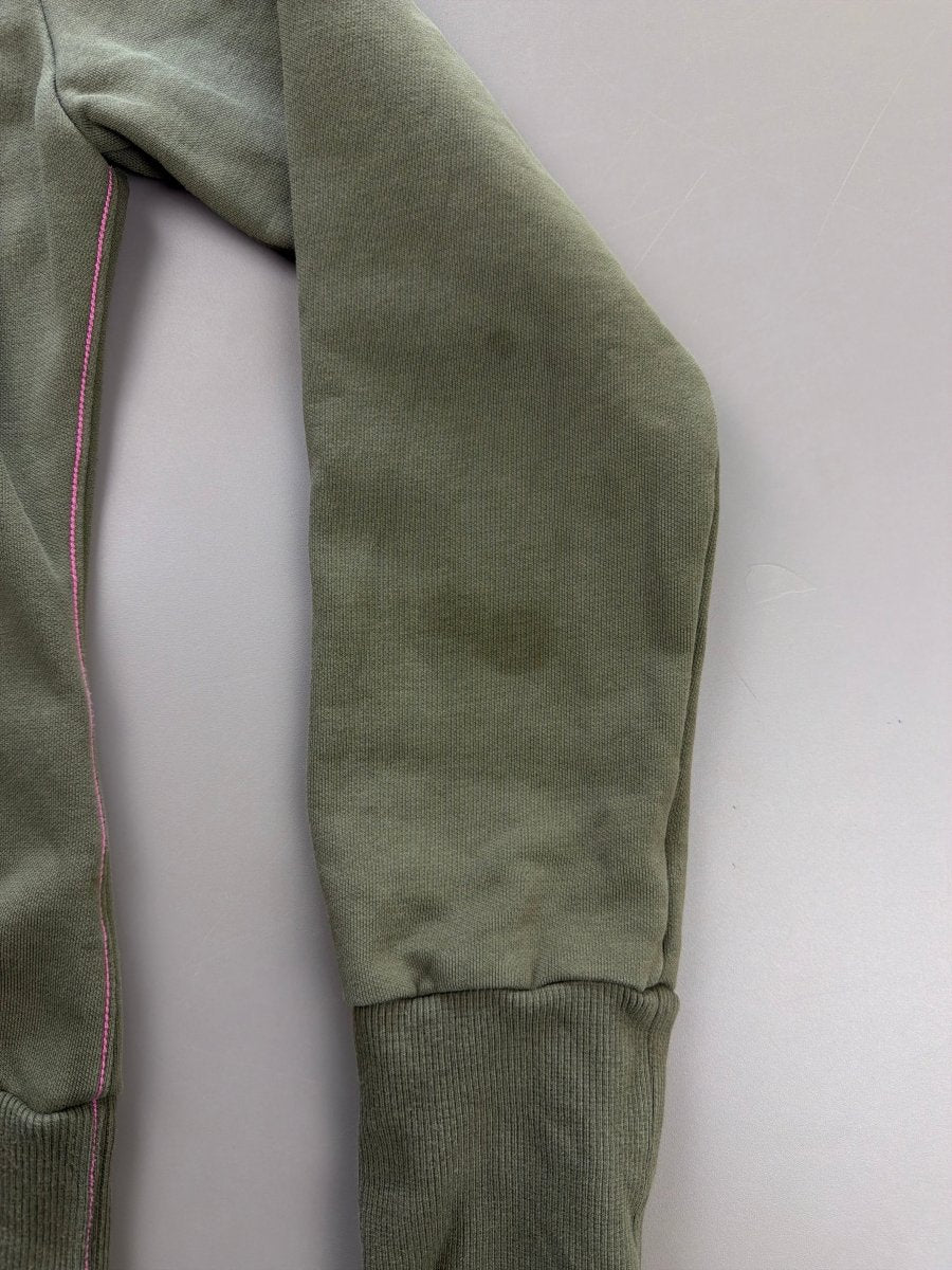 Puma "Cursive" Zip - Up Hoodie - Olive Green & Baby Pink - Past Pieces