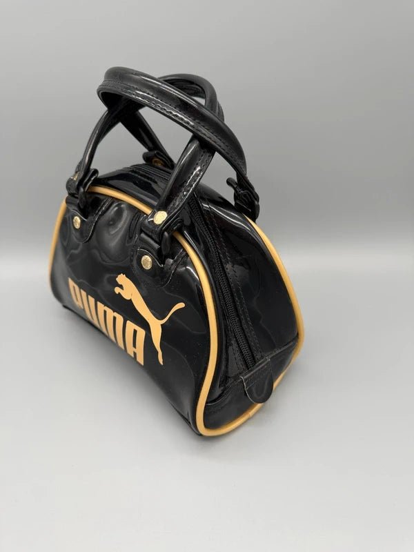 Puma Retro "Speedy" Mini Bowling Bag - Black/Gold Patent - Past Pieces