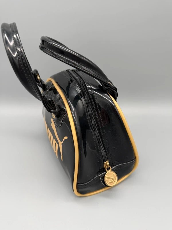 Puma Retro "Speedy" Mini Bowling Bag - Black/Gold Patent