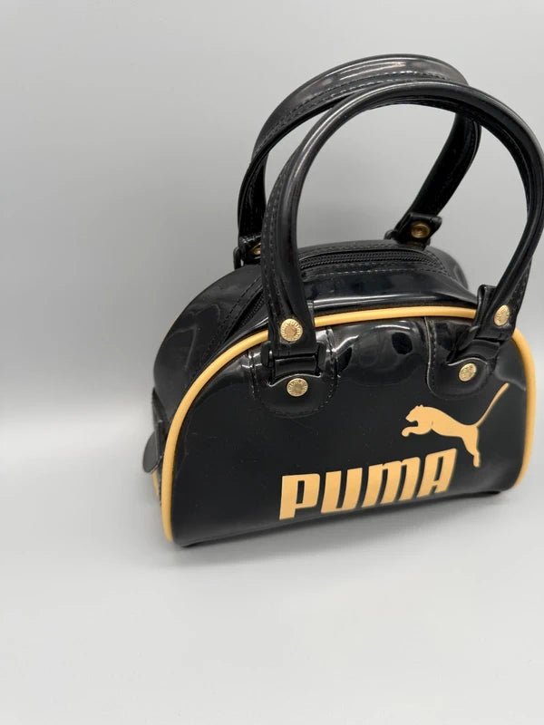 Puma Retro "Speedy" Mini Bowling Bag - Black/Gold Patent
