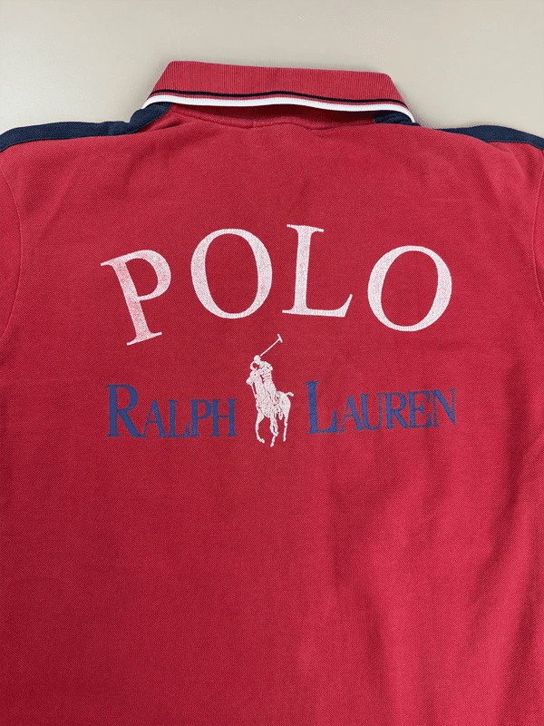 Ralph Lauren Polo Sport Archive "Big Logo" Statement Polo - Red & Navy Colorblock