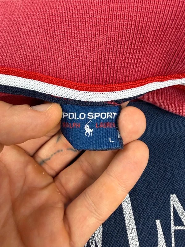 Ralph Lauren Polo Sport Archive "Big Logo" Statement Polo - Red & Navy Colorblock