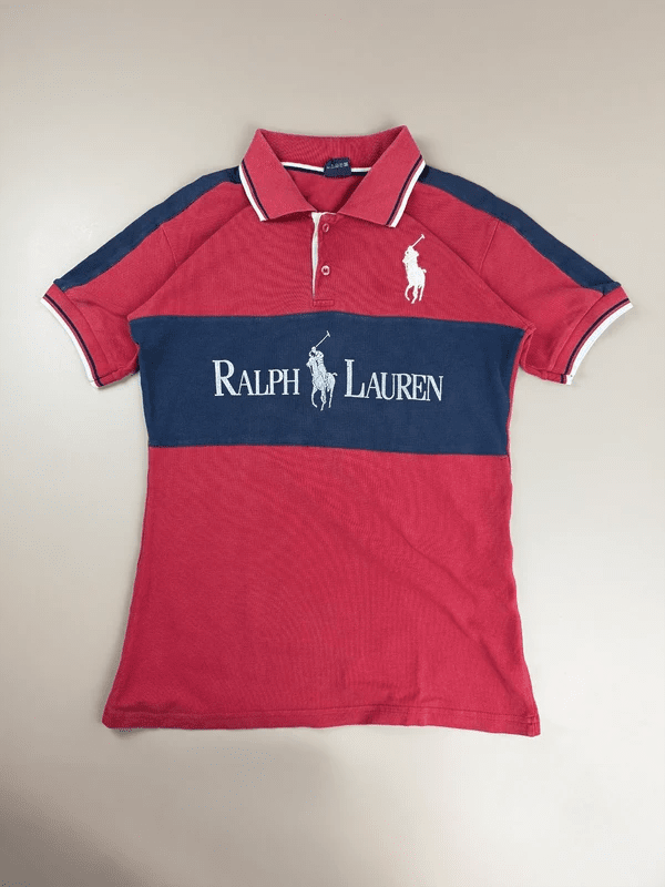 Ralph Lauren Polo Sport Archive "Big Logo" Statement Polo - Red & Navy Colorblock