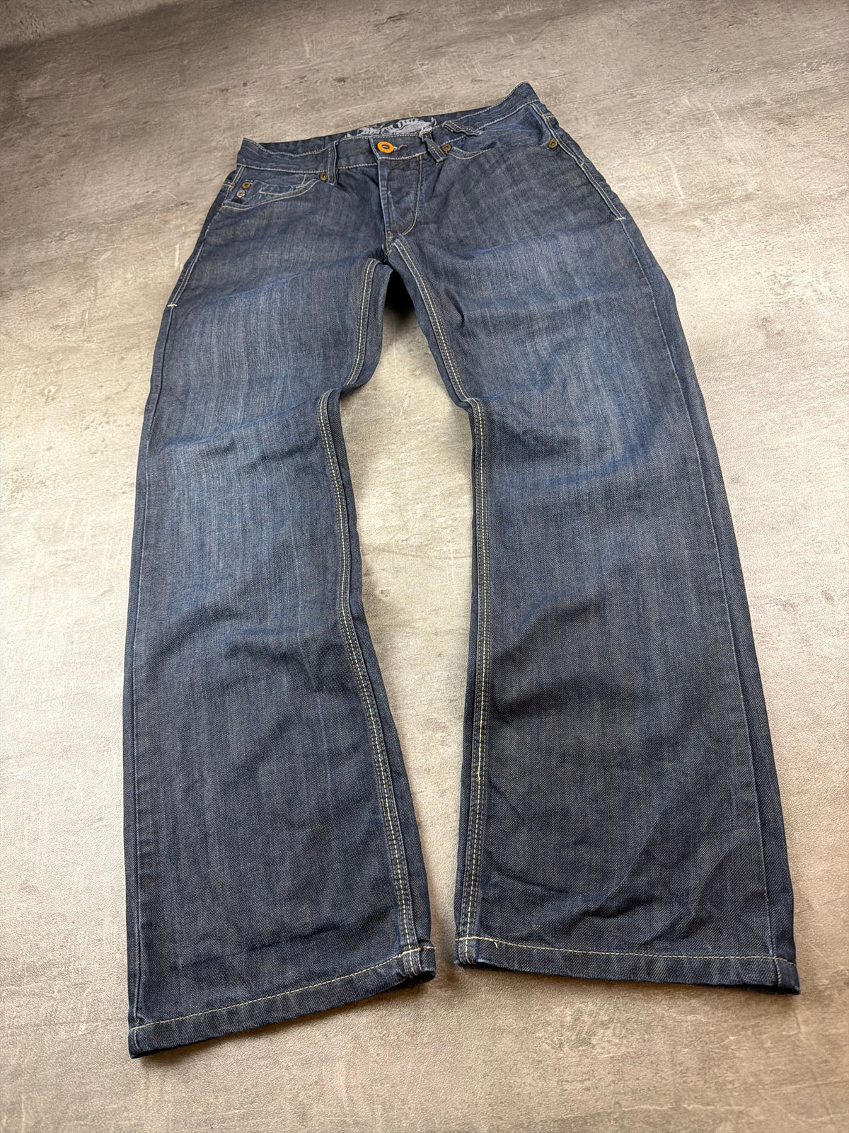 River Island Y2K Baggy Embroidered Denim Jeans - Washed Blue / Indigo – Ansicht 2