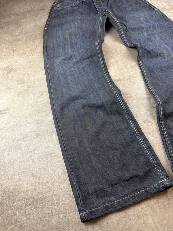 River Island Y2K Baggy Embroidered Denim Jeans - Washed Blue / Indigo