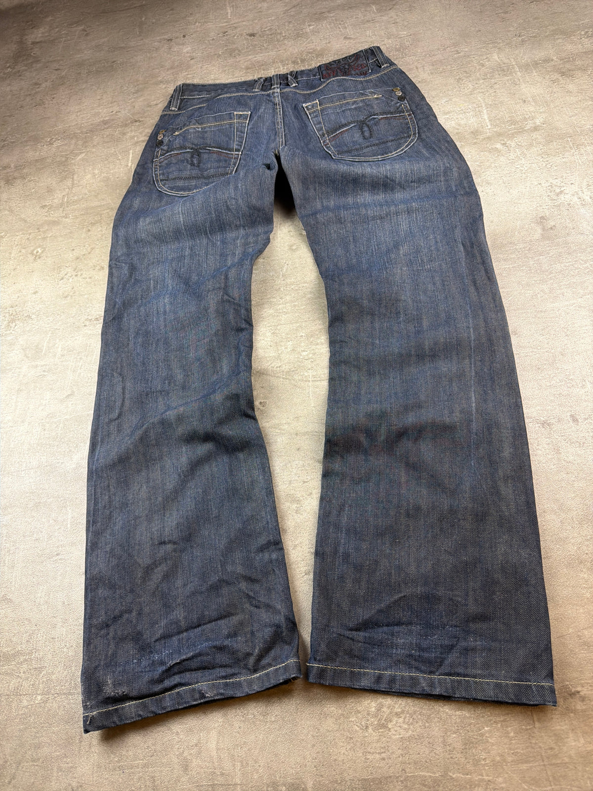 River Island Y2K Baggy Embroidered Denim Jeans - Washed Blue / Indigo – Ansicht 6