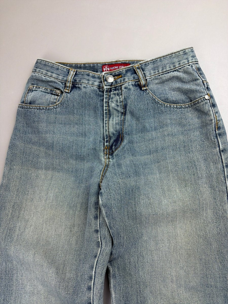 Sheng Yue Han "Oni Mask" Graphic Jeans - Baggy Light Wash - Past Pieces
