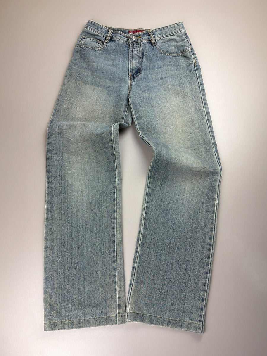 Sheng Yue Han "Oni Mask" Graphic Jeans - Baggy Light Wash - Past Pieces