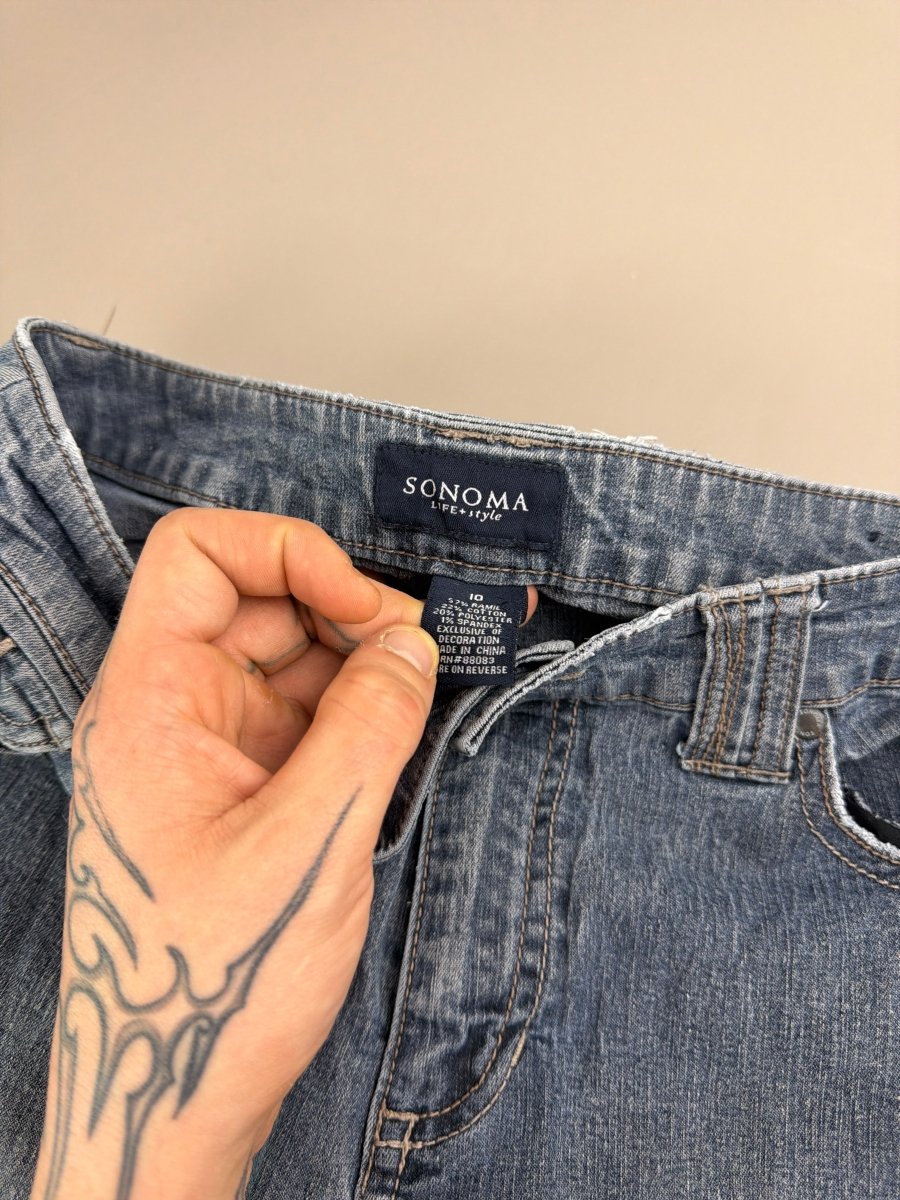 Sonoma Life+Style "Vixen" Flared Denim - Studded Y2K Low Waist - Past Pieces