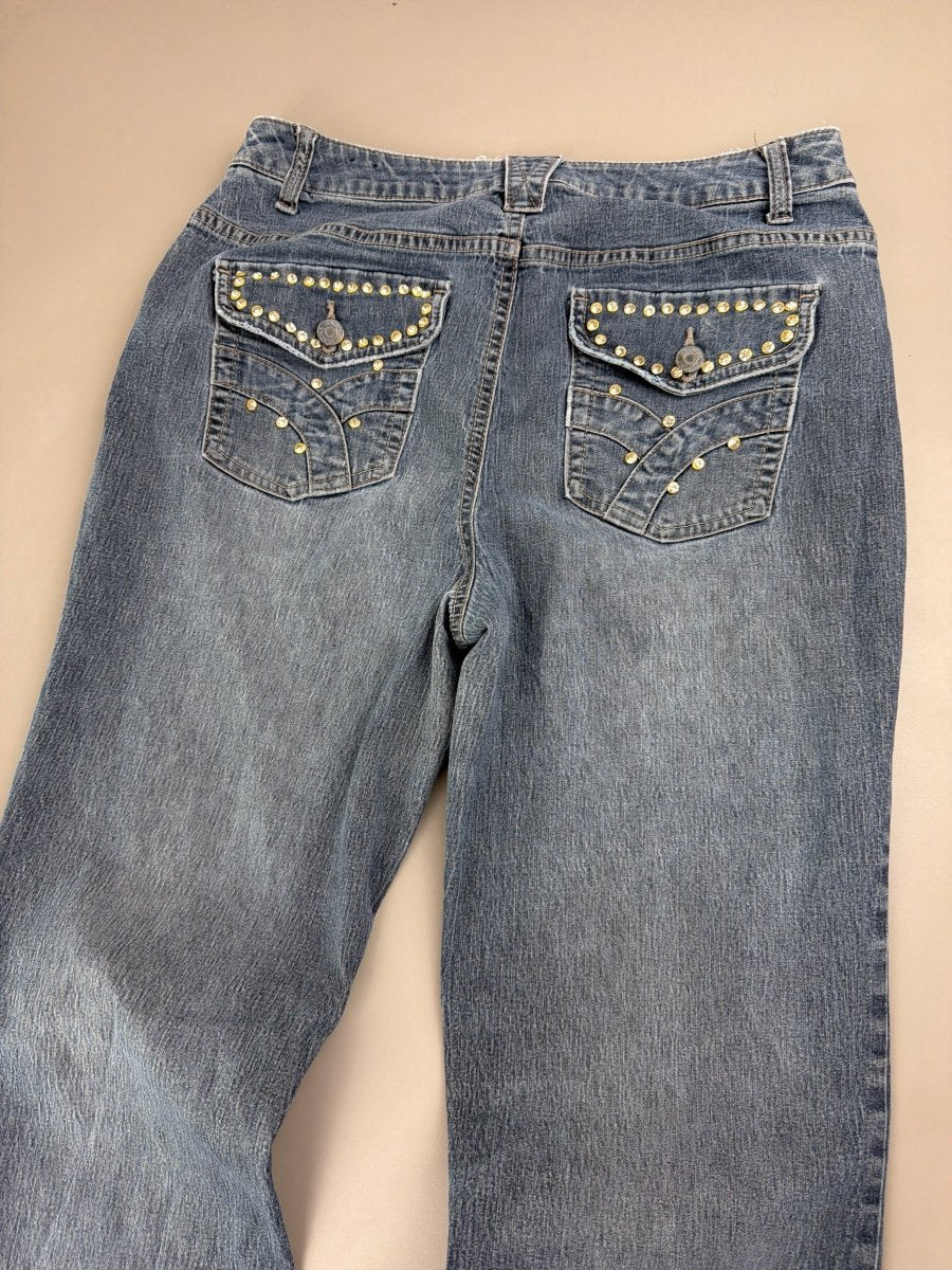 Sonoma Life+Style "Vixen" Flared Denim - Studded Y2K Low Waist - Past Pieces