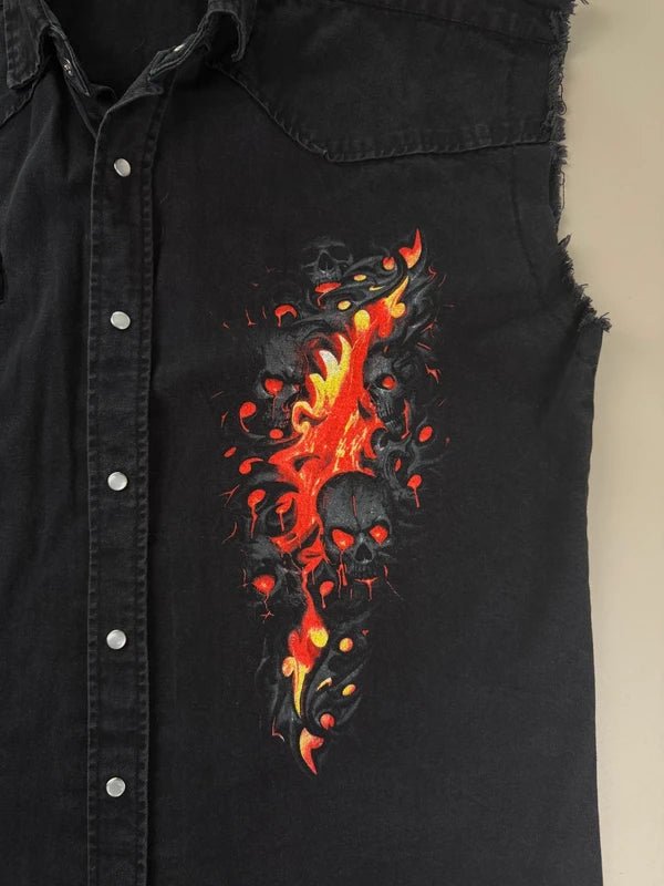 Spiral Direct "Inferno" Sleeveless Denim Shirt - All Black