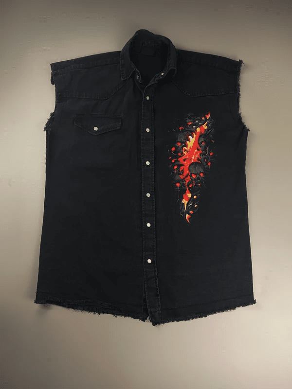 Spiral Direct "Inferno" Sleeveless Denim Shirt - All Black