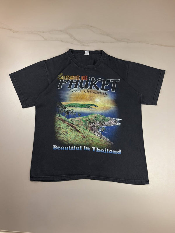 Super Vintage "Phuket Sunset" Graphic Tee - Faded Black