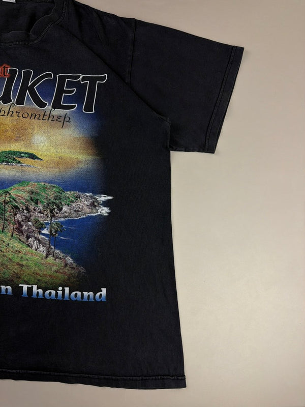 Super Vintage "Phuket Sunset" Graphic Tee - Faded Black
