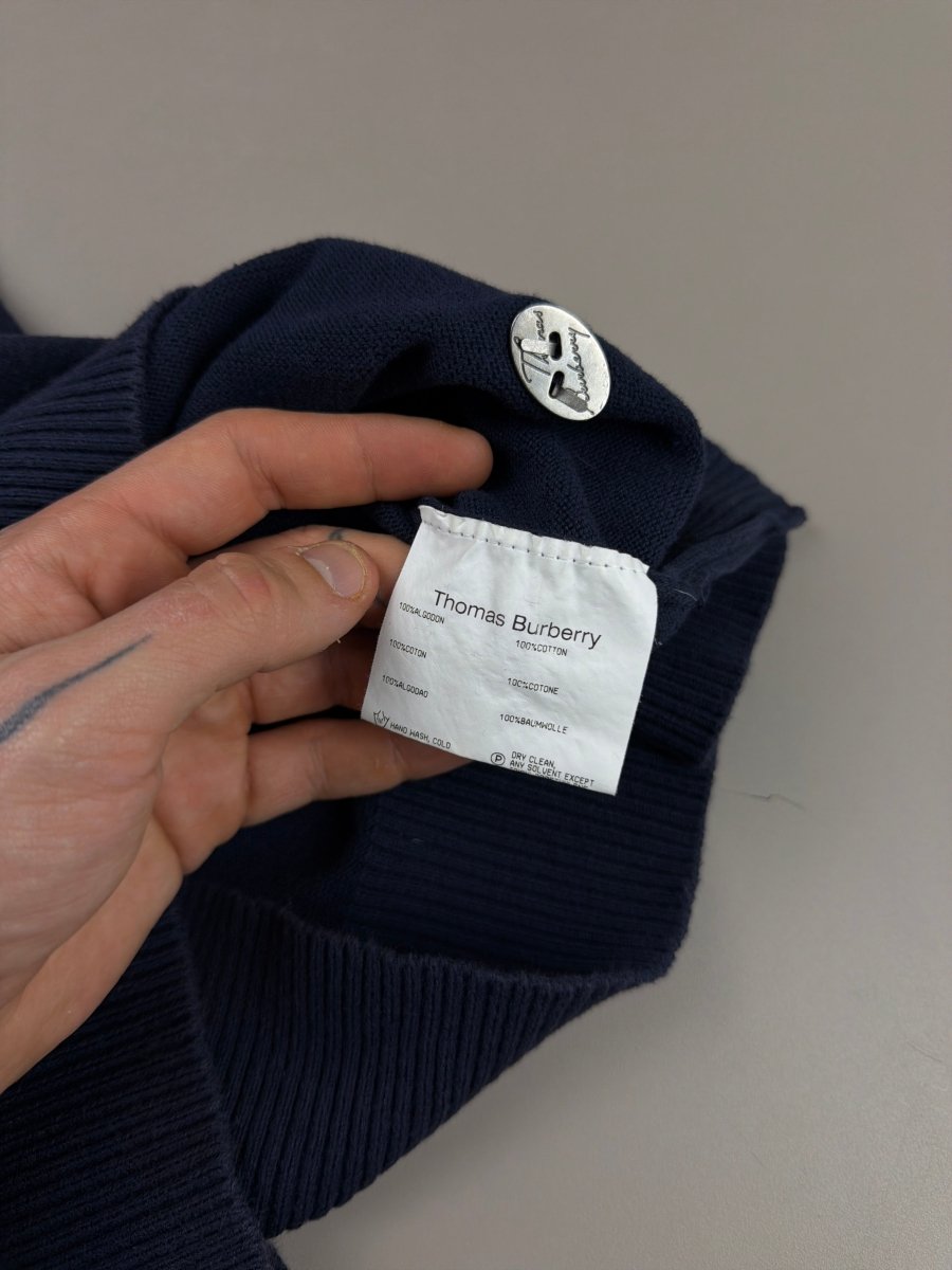 Thomas Burberry Archive V - Neck Knit - Navy Blue - Past Pieces