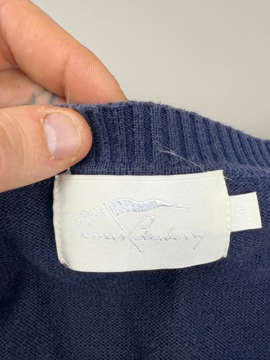 Thomas Burberry Archive V - Neck Knit - Navy Blue - Past Pieces
