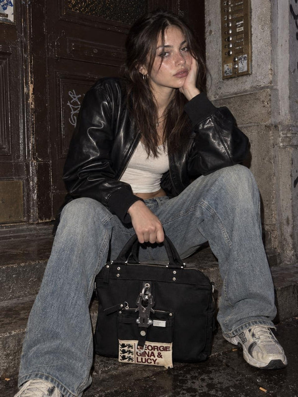 George Gina & Lucy "Miss Perfect" Nylon Handbag - All Black Y2K