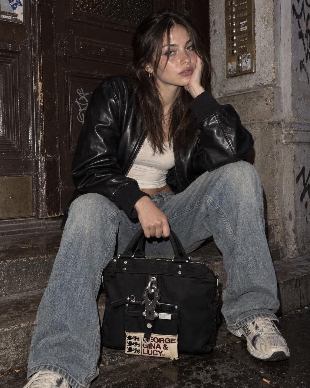 George Gina & Lucy "Miss Perfect" Nylon Handbag - All Black Y2K - Past Pieces