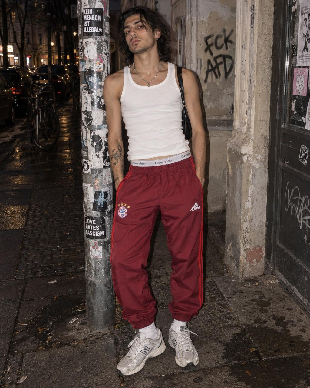 Adidas FC Bayern Munich Three-Stripes Trackpants - Burgundy / Red - Past Pieces